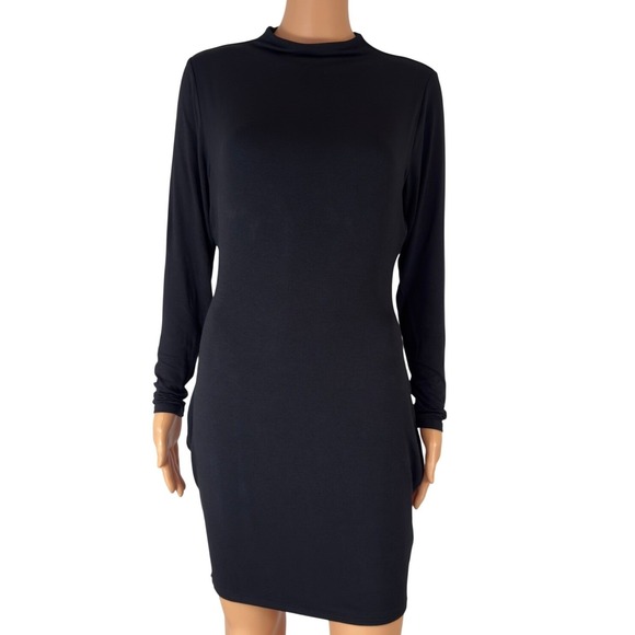 naked wardrobe Dresses & Skirts - Naked Wardrobe 1X Black Mock Neck Long Sleeve Bodycon Mini Dress 1X NEW‎ Dress